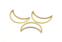 Brass Moon Charm, 8 Textured Raw Brass Moon Crescent Charms With 2 Holes (30x10x0.80mm) M03131