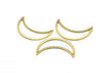Brass Moon Charm, 8 Textured Raw Brass Moon Crescent Charms With 2 Holes (30x10x0.80mm) M03131