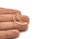 Brass Moon Charm, 8 Textured Raw Brass Moon Crescent Charms With 2 Holes (30x10x0.80mm) M03131