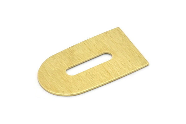 D Shape Blank, 4 Textured Raw Brass D Shaped Stamping Blanks, Findings (35x20x0.80mm) M03155
