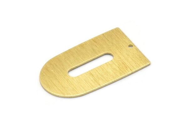 Brass D Shape, 4 Textured Raw Brass D Shape Charms With 1 Hole, Pendants, Earring Findings (35x20x0.80mm) M03156