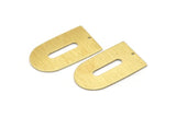 Brass D Shape, 4 Textured Raw Brass D Shape Charms With 1 Hole, Pendants, Earring Findings (35x20x0.80mm) M03156