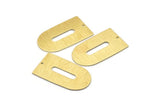 Brass D Shape, 4 Textured Raw Brass D Shape Charms With 1 Hole, Pendants, Earring Findings (35x20x0.80mm) M03156