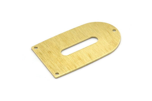 Brass D Shape, 4 Textured Raw Brass D Shape Charms With 3 Holes, Pendants, Earring Findings (35x20x0.80mm) M03153