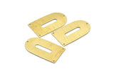 Brass D Shape, 4 Textured Raw Brass D Shape Charms With 3 Holes, Pendants, Earring Findings (35x20x0.80mm) M03153