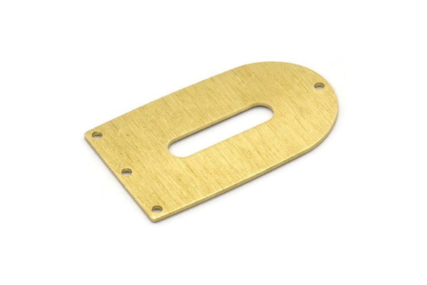 Brass D Shape, 4 Textured Raw Brass D Shape Charms With 4 Holes, Pendants, Earring Findings (35x20x0.80mm) M03154