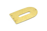 Brass D Shape, 4 Textured Raw Brass D Shape Charms With 4 Holes, Pendants, Earring Findings (35x20x0.80mm) M03157