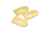 Brass D Shape, 4 Textured Raw Brass D Shape Charms With 4 Holes, Pendants, Earring Findings (35x20x0.80mm) M03157