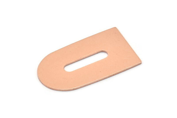 D Shape Blank, 2 Raw Copper D Shaped Stamping Blanks, Findings (35x20x0.80mm) M03188
