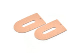 Copper D Shape, 2 Raw Copper D Shape Charms With 1 Hole, Pendants, Earring Findings (35x20x0.80mm) M03187