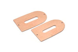 Copper D Shape, 2 Raw Copper D Shape Charms With 2 Holes, Pendants, Earring Findings (35x20x0.80mm) M03185