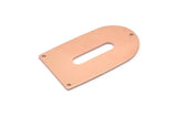 Copper D Shape, 2 Raw Copper D Shape Charms With 3 Holes, Pendants, Earring Findings (35x20x0.80mm) M03192