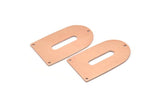 Copper D Shape, 2 Raw Copper D Shape Charms With 3 Holes, Pendants, Earring Findings (35x20x0.80mm) M03192