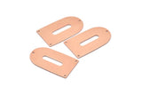 Copper D Shape, 2 Raw Copper D Shape Charms With 3 Holes, Pendants, Earring Findings (35x20x0.80mm) M03192