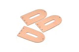 Copper D Shape, 2 Raw Copper D Shape Charms With 4 Holes, Pendants, Earring Findings (35x20x0.80mm) M03193