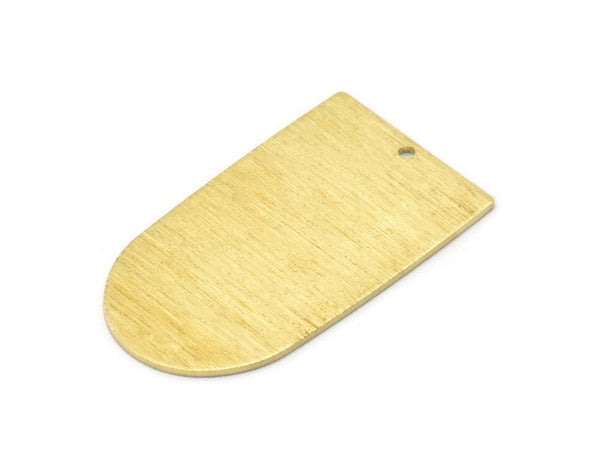 Brass D Shape, 4 Textured Raw Brass D Shape Charms With 1 Hole, Brass Blanks (35x20x0.80mm) M03172