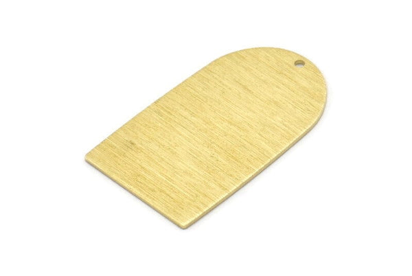 Brass D Shape, 4 Textured Raw Brass D Shape Charms With 1 Hole, Brass Blanks (35x20x0.80mm) M03173