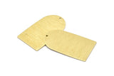 Brass D Shape, 4 Textured Raw Brass D Shape Charms With 1 Hole, Brass Blanks (35x20x0.80mm) M03173