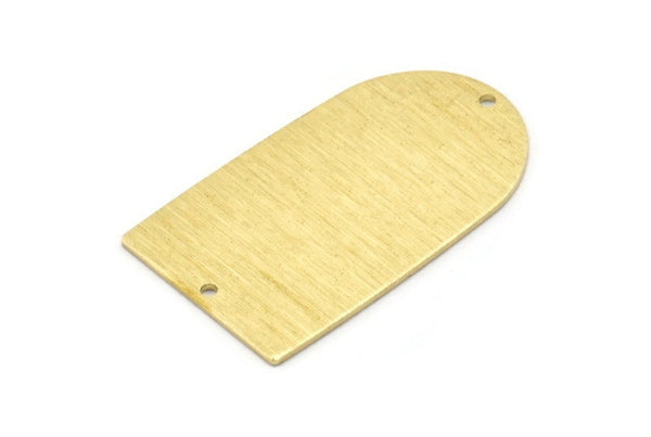 Brass D Shape, 4 Textured Raw Brass D Shape Charms With 2 Hole, Brass Blanks (35x20x0.80mm) M03171