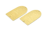 Brass D Shape, 4 Textured Raw Brass D Shape Charms With 2 Hole, Brass Blanks (35x20x0.80mm) M03171