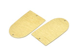 Brass D Shape, 4 Textured Raw Brass D Shape Charms With 2 Hole, Brass Blanks (35x20x0.80mm) M03171