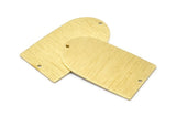 Brass D Shape, 4 Textured Raw Brass D Shape Charms With 2 Hole, Brass Blanks (35x20x0.80mm) M03171