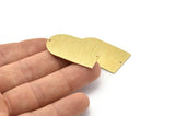 Brass D Shape, 4 Textured Raw Brass D Shape Charms With 2 Hole, Brass Blanks (35x20x0.80mm) M03171