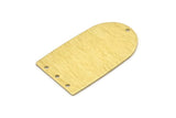 Brass D Shape, 4 Textured Raw Brass D Shape Charms With 4 Hole, Brass Blanks (35x20x0.80mm) M03169