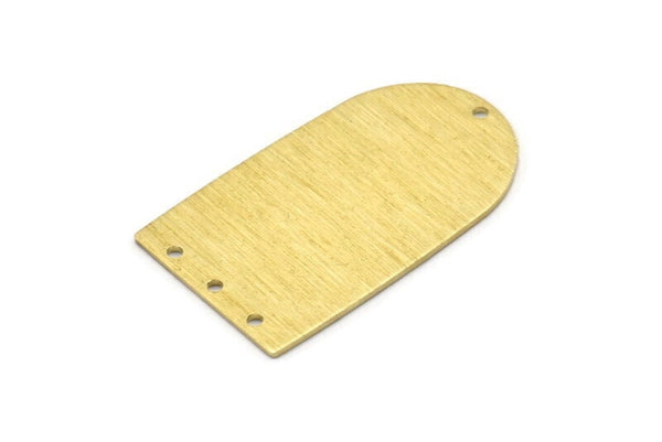 Brass D Shape, 4 Textured Raw Brass D Shape Charms With 4 Hole, Brass Blanks (35x20x0.80mm) M03169
