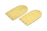 Brass D Shape, 4 Textured Raw Brass D Shape Charms With 4 Hole, Brass Blanks (35x20x0.80mm) M03169