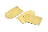 Brass D Shape, 4 Textured Raw Brass D Shape Charms With 4 Hole, Brass Blanks (35x20x0.80mm) M03169