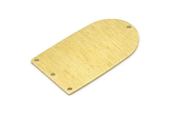 Brass D Shape, 4 Textured Raw Brass D Shape Charms With 4 Hole, Brass Blanks (35x20x0.80mm) M03149