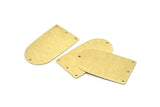 Brass D Shape, 4 Textured Raw Brass D Shape Charms With 4 Hole, Brass Blanks (35x20x0.80mm) M03149