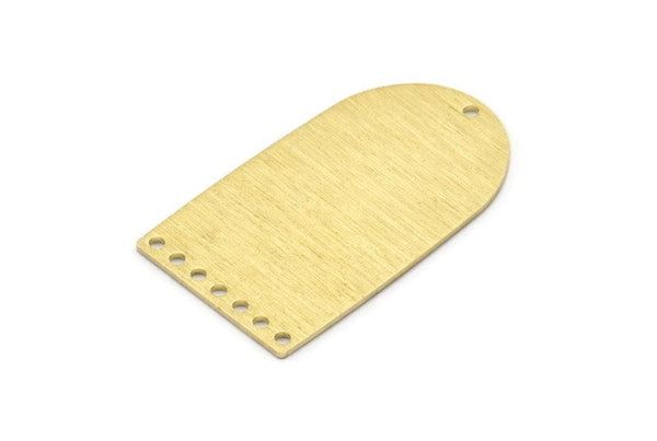 Brass D Shape, 4 Textured Raw Brass D Shape Charms With 8 Hole, Brass Blanks (35x20x0.80mm) M03150