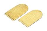 Brass D Shape, 4 Textured Raw Brass D Shape Charms With 8 Hole, Brass Blanks (35x20x0.80mm) M03150