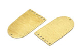 Brass D Shape, 4 Textured Raw Brass D Shape Charms With 8 Hole, Brass Blanks (35x20x0.80mm) M03150