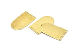 Brass D Shape, 4 Textured Raw Brass D Shape Charms With 8 Hole, Brass Blanks (35x20x0.80mm) M03150