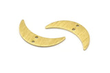 Brass Moon Charm, 8 Textured Raw Brass Crescent Moon Charms With 2 Holes (22x6x0.80mm) M02872