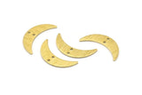 Brass Moon Charm, 8 Textured Raw Brass Crescent Moon Charms With 2 Holes (22x6x0.80mm) M02872