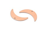 Copper Moon Charm, 8 Raw Copper Crescent Moon Charms With 1 Hole (22x6x0.80mm) M03126