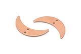 Copper Moon Charm, 8 Raw Copper Crescent Moon Charms With 2 Holes (22x6x0.80mm) M03127