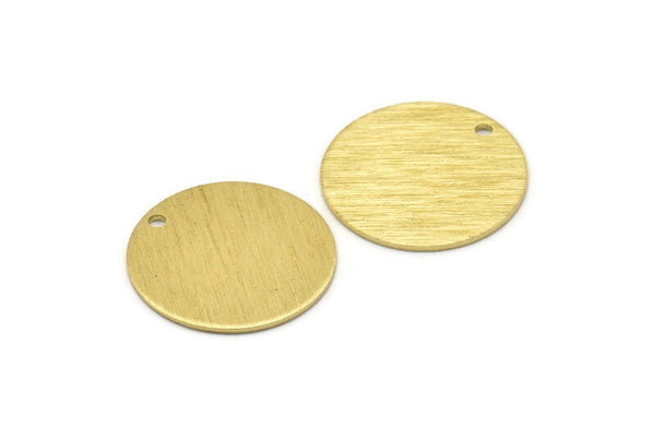 Brass Round Tag, 6 Textured Raw Brass Round Stamping Blanks With 1 Hole (20x0.80mm) M02906
