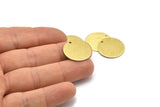 Brass Round Tag, 6 Textured Raw Brass Round Stamping Blanks With 1 Hole (20x0.80mm) M02906