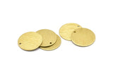 Brass Round Tag, 6 Textured Raw Brass Round Stamping Blanks With 1 Hole (20x0.80mm) M02906