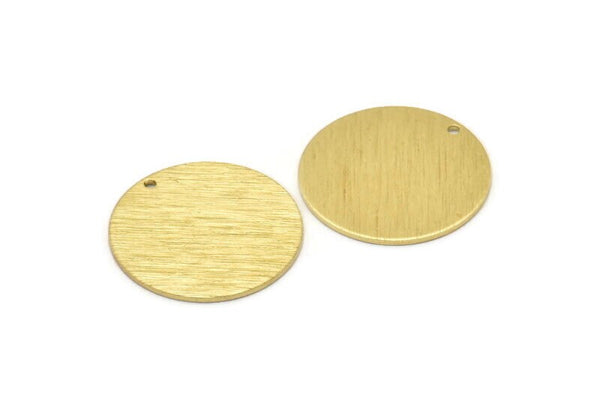 Brass Round Charm, 6 Textured Raw Brass Round Tags, Round Charms With 1 Hole (22x0.80mm) M02908