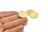 Brass Round Charm, 6 Textured Raw Brass Round Tags, Round Charms With 1 Hole (22x0.80mm) M02908
