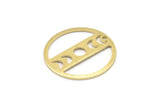 Brass Moon Charm, 6 Textured Raw Brass Moon Phases Charms With 1 Hole (22x0.80mm) M02922
