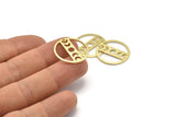 Brass Moon Charm, 6 Textured Raw Brass Moon Phases Charms With 1 Hole (22x0.80mm) M02922