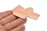 D Shape Blank, 2 Raw Copper D Shaped Stamping Blanks, Findings (35x20x0.80mm) M03159