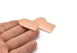 Copper D Shape, 2 Raw Copper D Shape Charms With 2 Hole, Pendants, Earring Findings (35x20x0.80mm) M02929